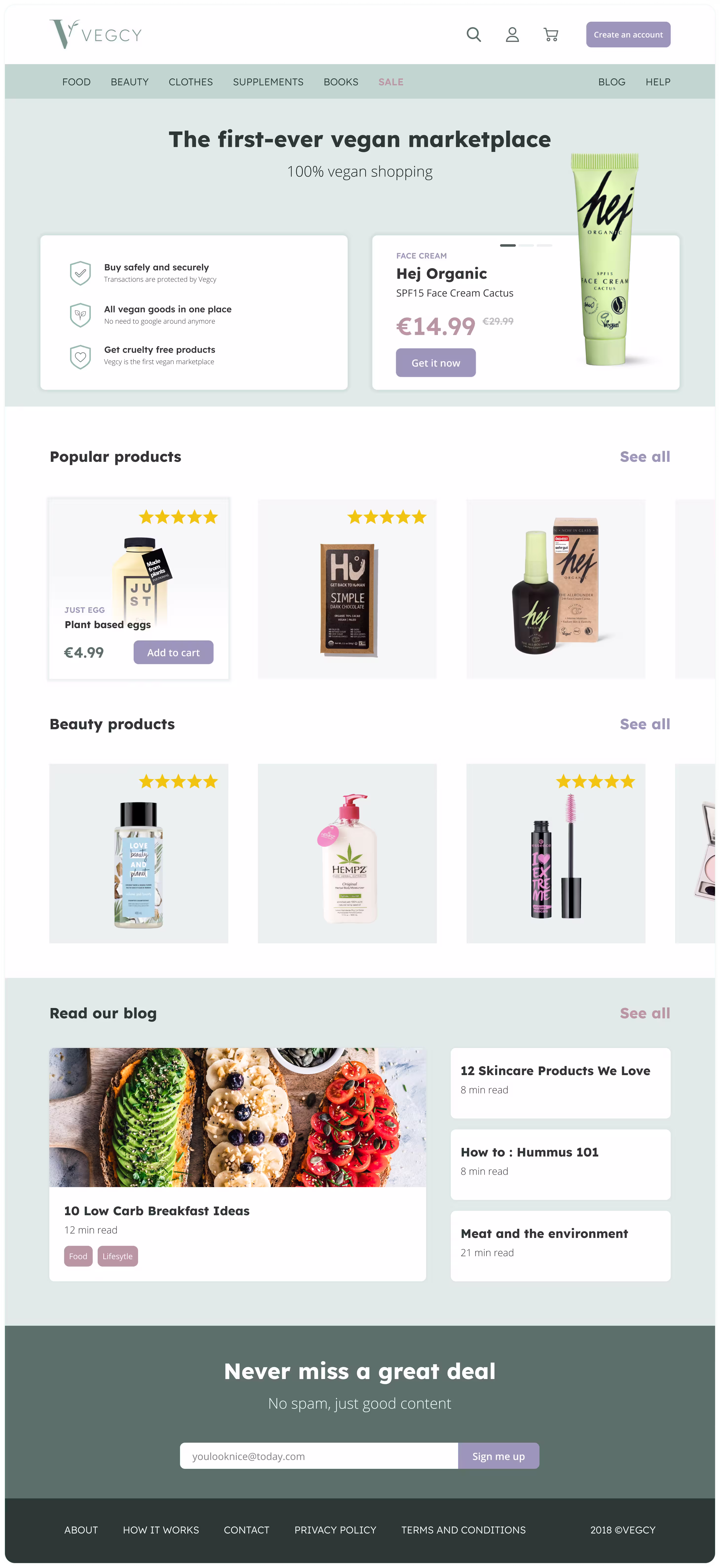 Vegcy landing page design